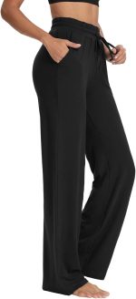 Womens Yoga Sweatpants Wide Leg High Waisted Lounge Pajamas Pants Comfy Workout Loose Pants with Pockets